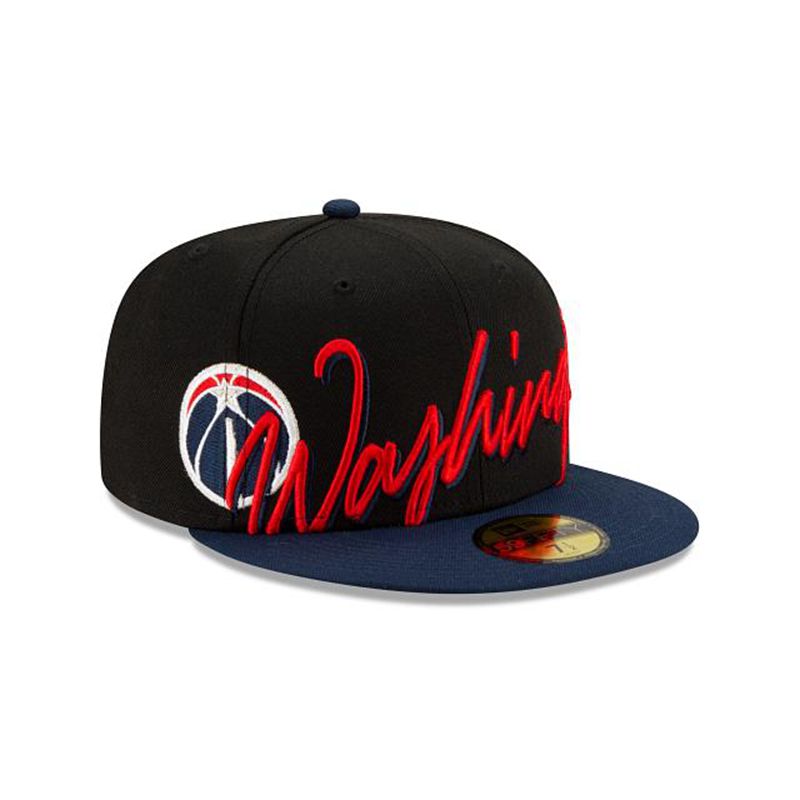 NBA Washington Wizards Cursive 59Fifty Fitted (QQP8849) - Black New Era Caps